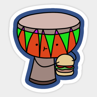 Djembe Eating a Hamburger Sticker